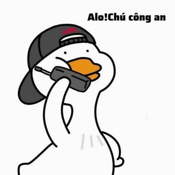 meme alo công an đang gọi điện thoại báo cáo tình hình
