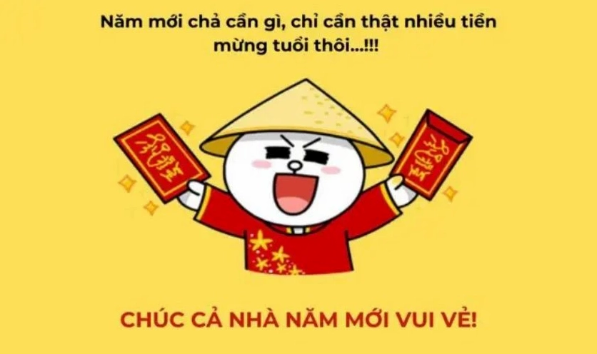 Meme chúc Tết 2026 gửi gia đình hài hước