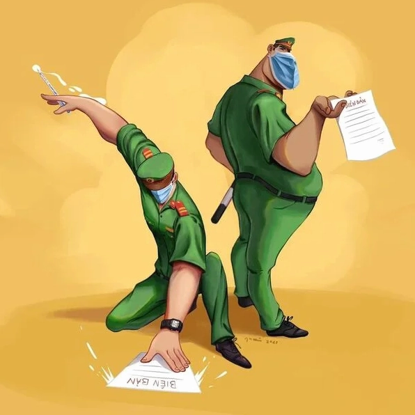meme công an lập biển bản tội ăn vụng