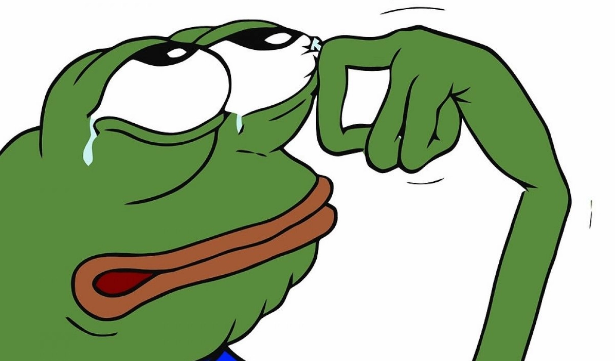 meme ếch xanh sợ hãi thu mình lại