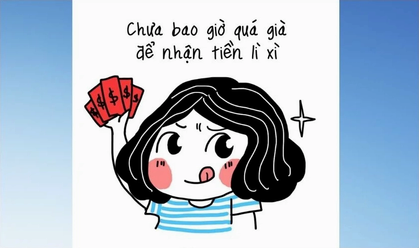 Meme lì xì Tết xuân Bính Ngọ tươi cười
