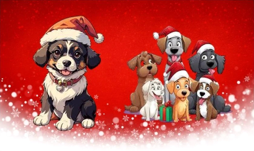 meme noel hình chó hài hước trợn mắt