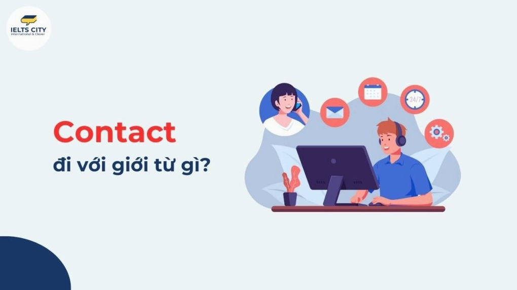 Minh họa các giới từ thường đi kèm với từ contact