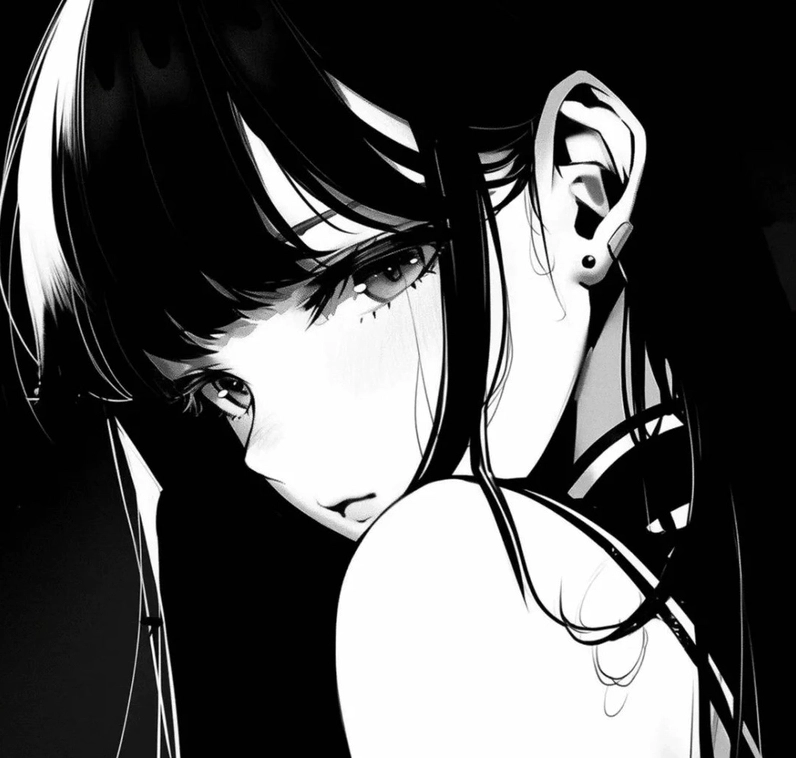 Nét đẹp mong manh của cô gái anime trắng đen