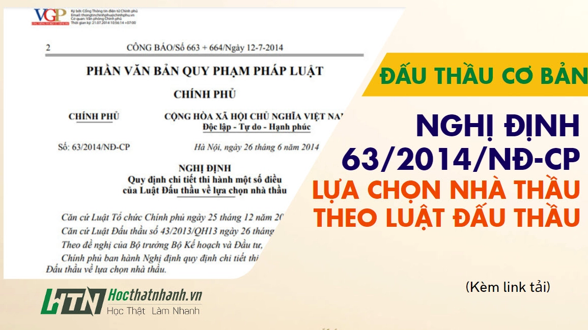 Nghị định 63/2014/NĐ-CP hướng dẫn Luật Đấu thầu về lựa chọn nhà thầu