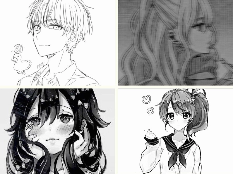 Nhân vật anime nữ trắng đen với nét vẽ sắc sảo