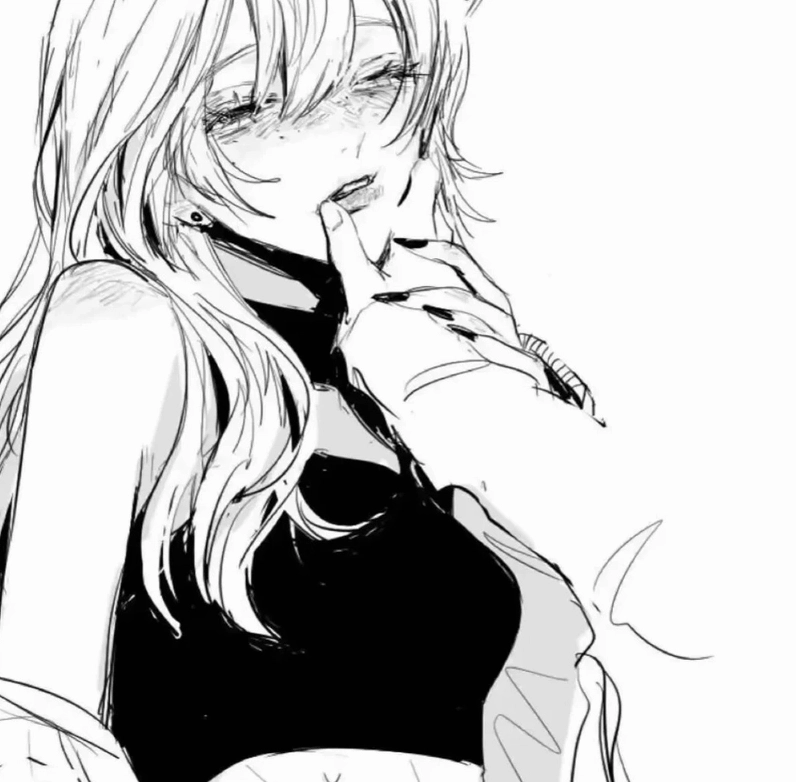 Nhân vật nữ anime tóc trắng trong bối cảnh tối