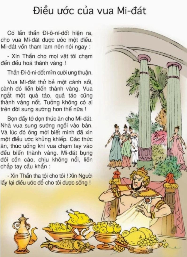 Nội dung câu chuyện điều ước của vua Mi-đát