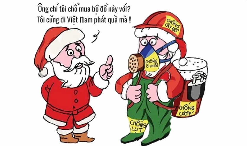 Ông già Giáng sinh đáng yêu bế chó