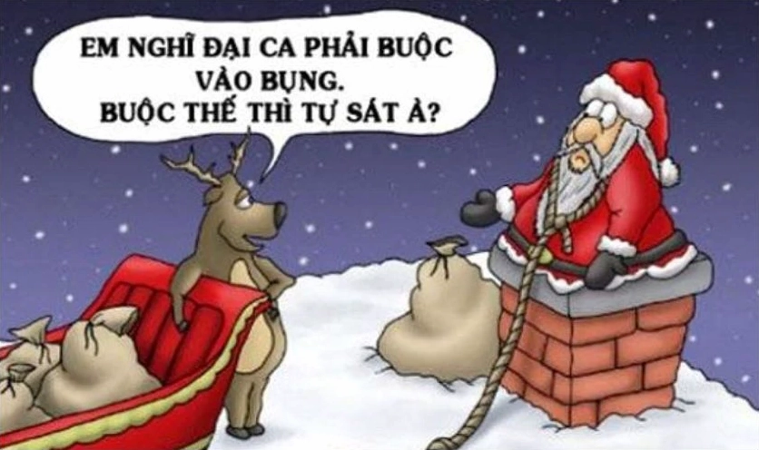 Ông già Giáng sinh hài hước mắc kẹt