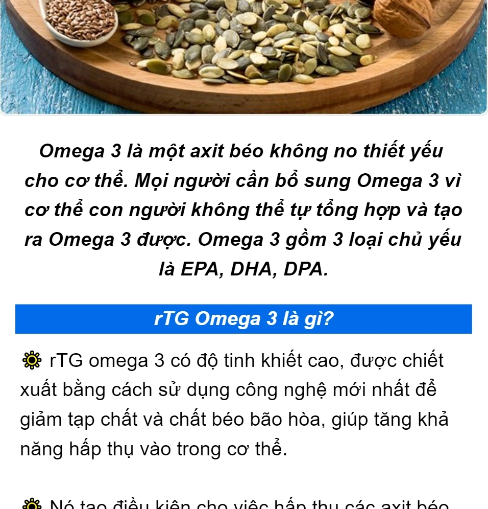 RTG Omega 3 là gì? Tìm hiểu chi tiết về công dụng và cách sử dụng