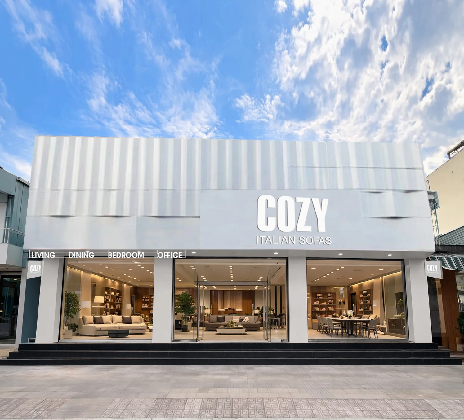 Showroom nội thất Cozy Living khu vực trưng bày giường ngủ