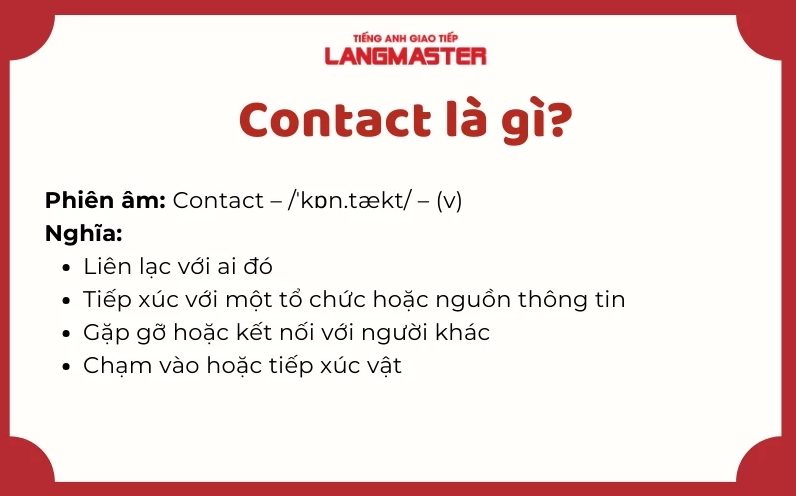 Sơ đồ tư duy về các ý nghĩa khác nhau của từ contact