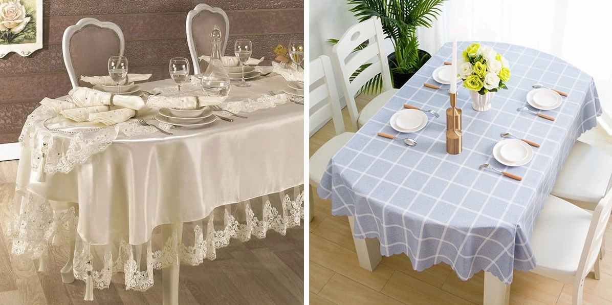 Sử dụng khăn trải bàn hình oval cho không gian phòng ăn