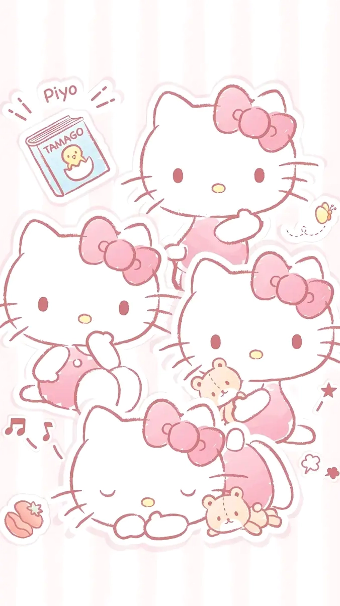 Tấm hình nền hello kitty màu hồng đẹp lung linh cho điện thoại với độ phân giải cao