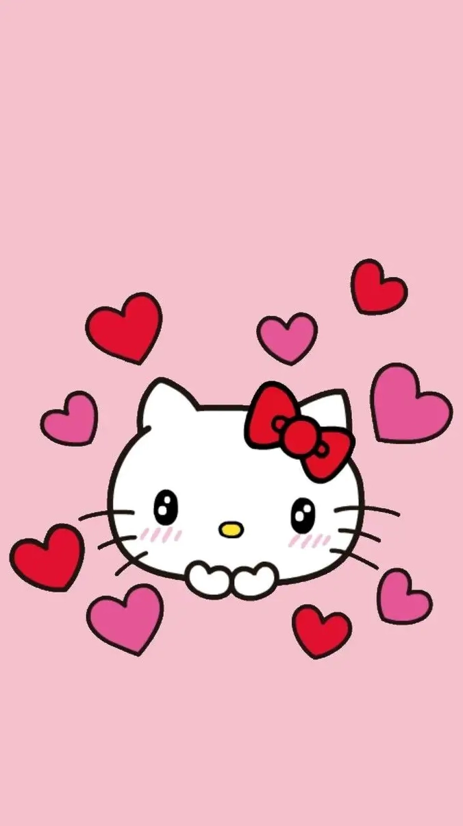 Thiết kế hình nền hello kitty màu hồng cho máy tính với bố cục hài hòa