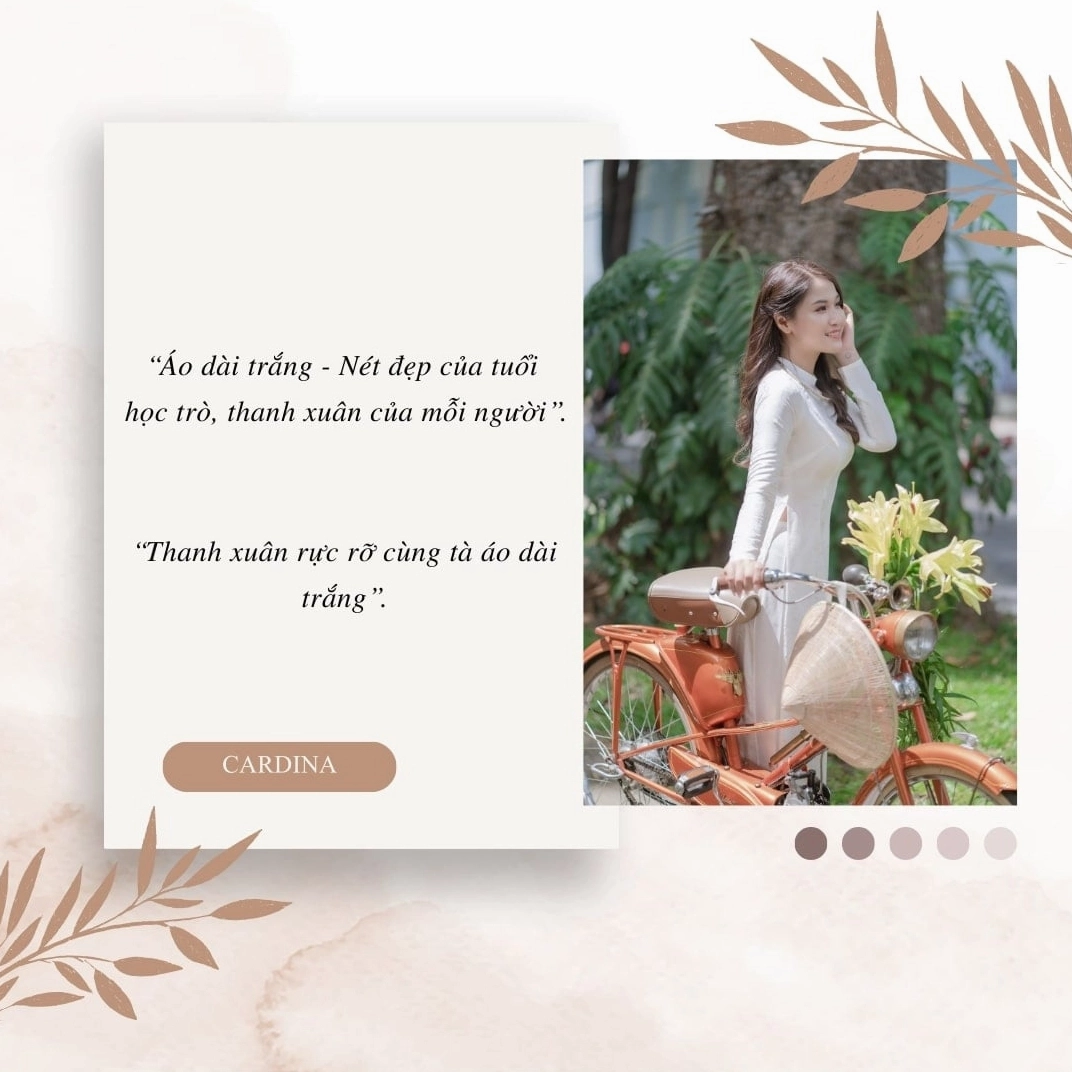 Thiếu nữ chụp ảnh áo dài tết với mái tóc dài bay nhẹ nhàng trong gió xuân lãng mạn