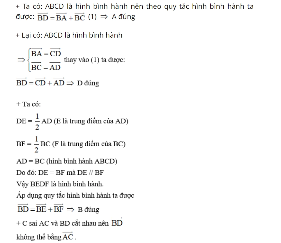 Thực hành quy tắc hình bình hành trong tổng và hiệu hai vectơ