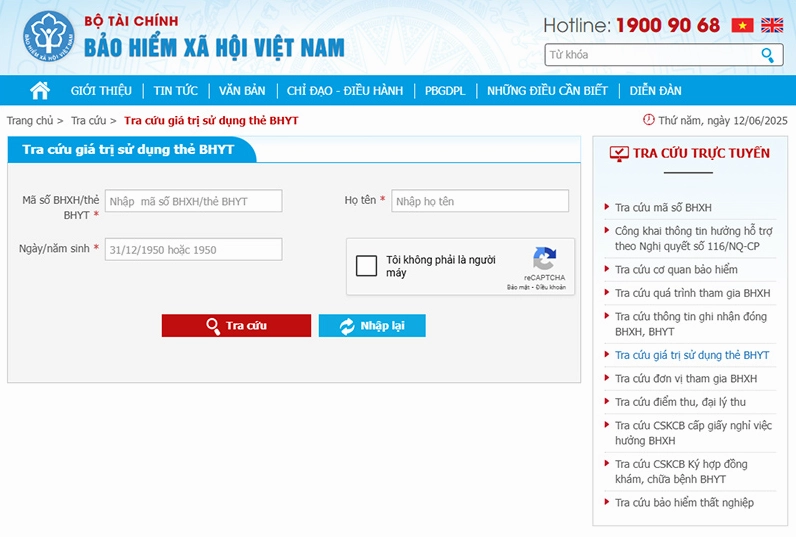 Tra cứu qua cổng thông tin điện tử Bảo hiểm xã hội Việt Nam