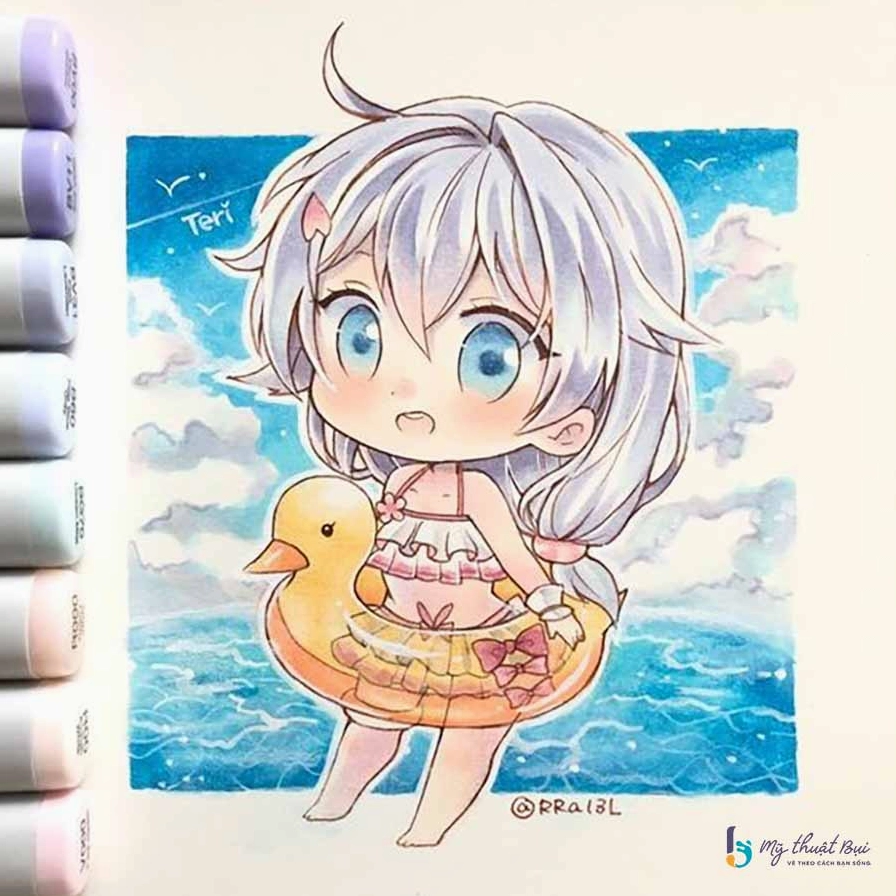 Tranh anime chibi dễ thương với phong cách ngọt ngào