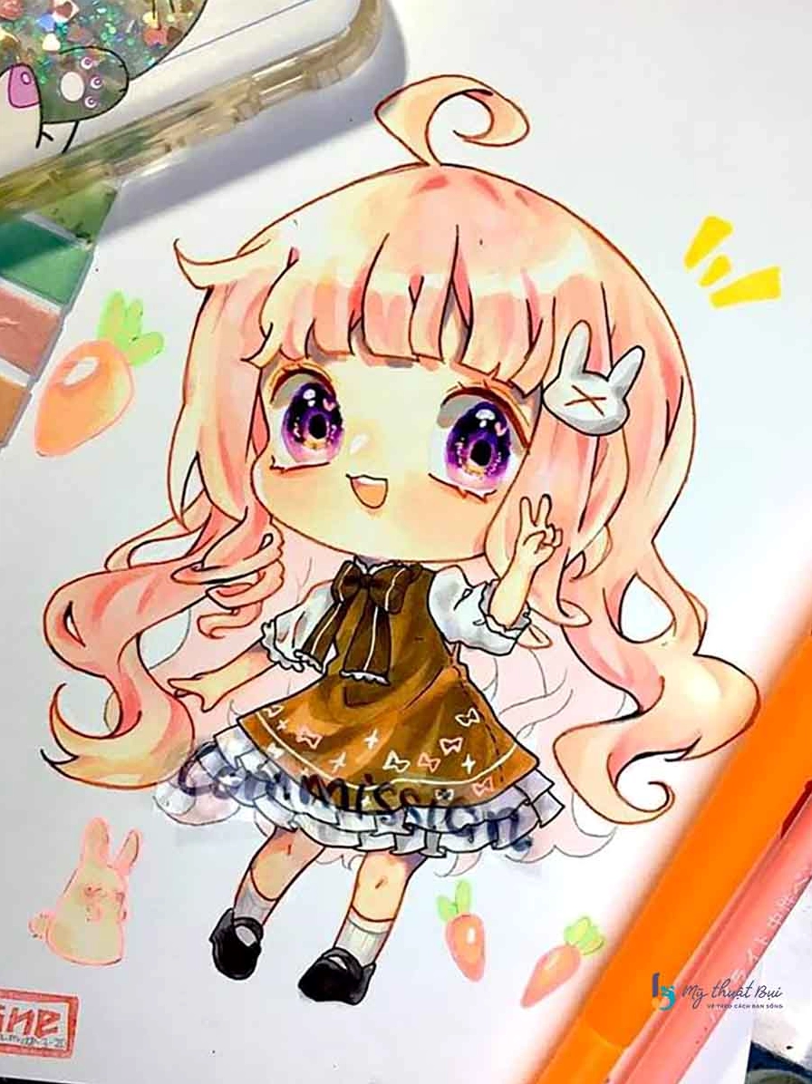 Tranh vẽ anime chibi tươi tắn rạng rỡ