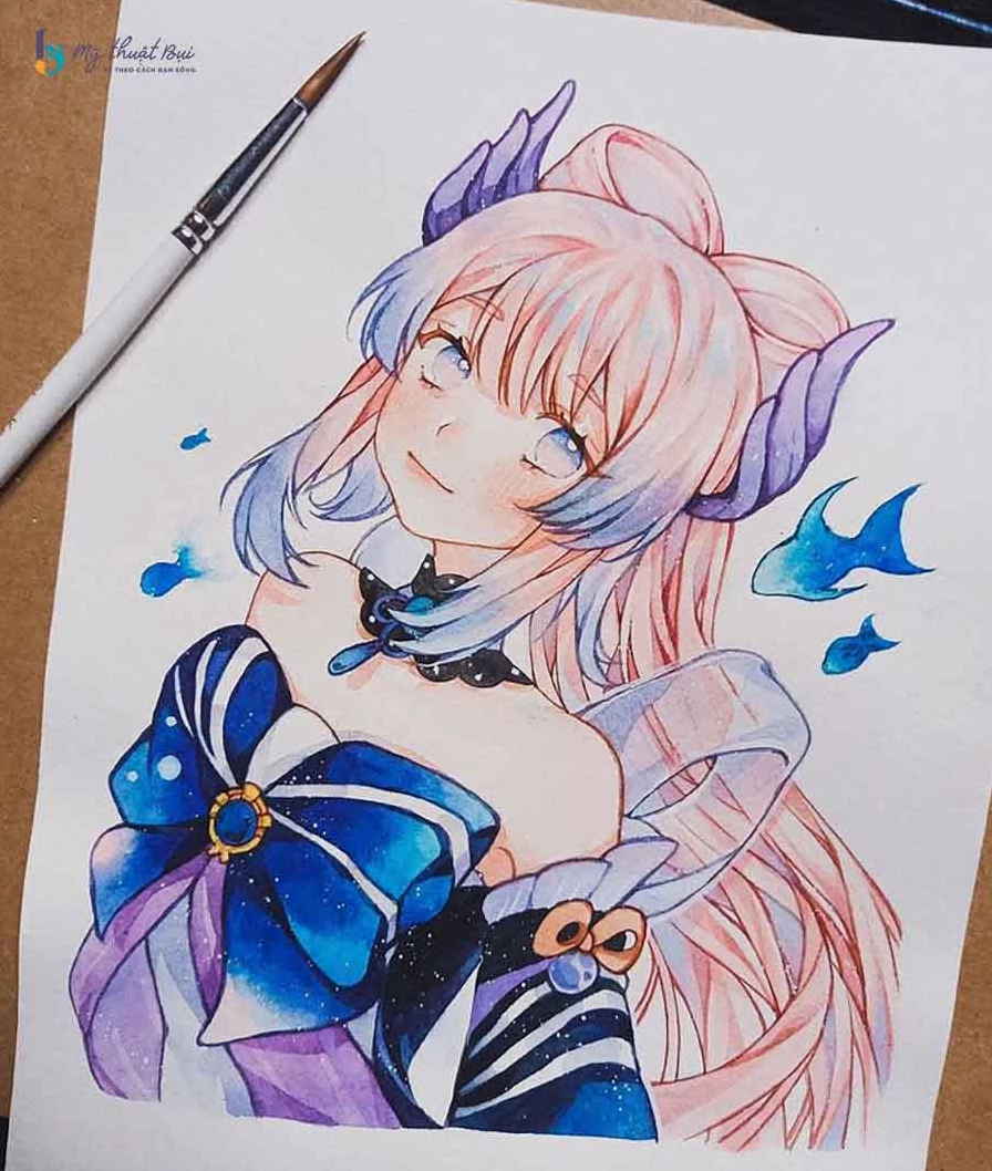 Tranh vẽ anime khắc họa khoảnh khắc lãng mạn đáng yêu