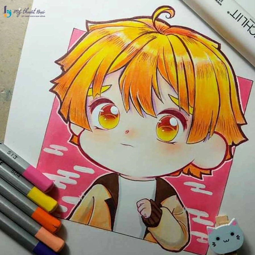 Tranh vẽ chibi anime siêu dễ thương với đôi mắt long lanh