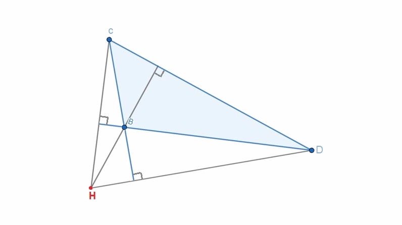 Trực tâm tam giác tù nằm ở miền ngoài tam giác đó