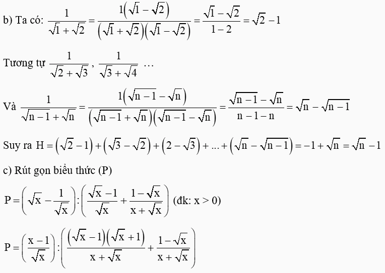 Ví dụ áp dụng nhân liên hợp trong giải bài tập toán lớp 9