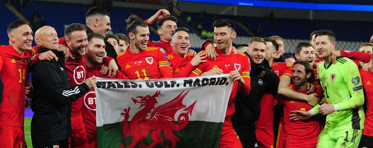 Wales celebrate at full time during the UEFA Euro 2020 Group E Qualifier match between Wales and Hungary