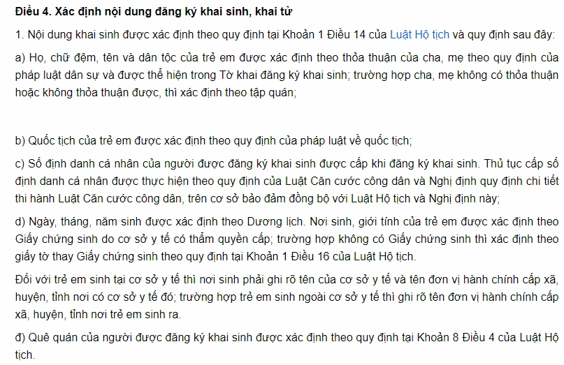 Xác định nội dung đăng ký hộ tịch