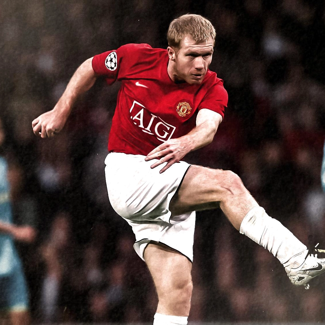 Chân dung huyền thoại Paul Scholes trong màu áo đỏ truyền thống của câu lạc bộ Man Utd