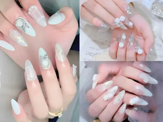 Nail màu trắng tinh tế tạo điểm nhấn thanh lịch cuốn hút