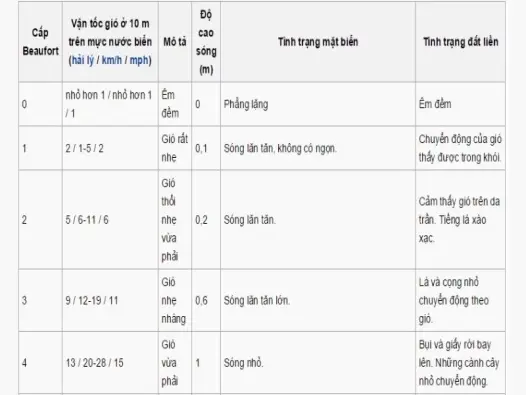 Thang sức gió Beaufort là gì? Hiểu đúng về cấp độ gió