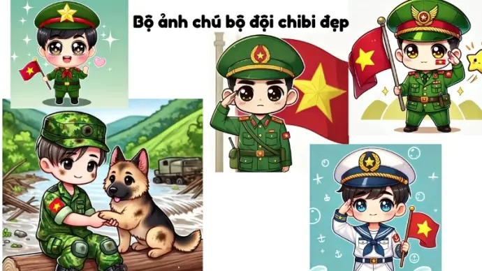 Bộ ảnh chú bộ đội chibi đẹp, đáng yêu được yêu thích