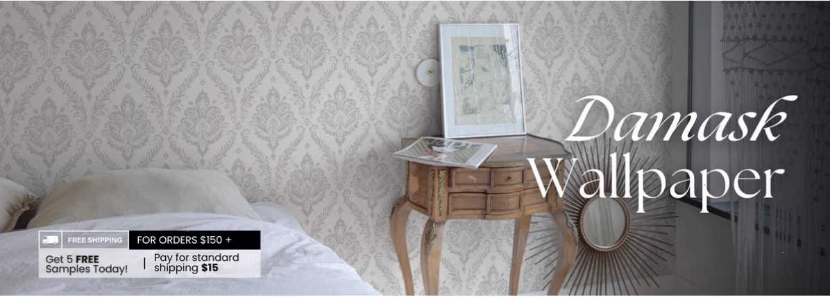 Classic Damask Wallpaper for interior luxury