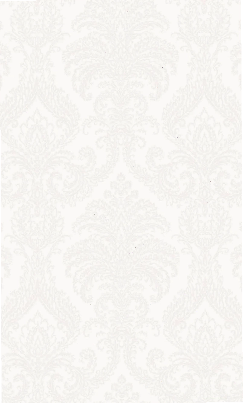 Styled living room with large scale damask wallpaper for statement wall