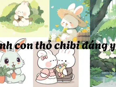 Hình con thỏ chibi đáng yêu dành tặng người thân, bạn bè