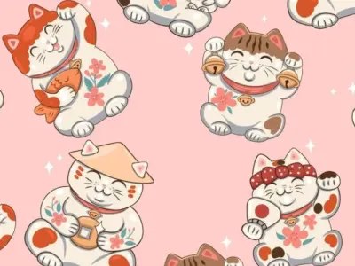 Hình nền mèo thần tài phong thủy thu hút vận may