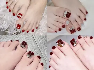 Gợi ý mẫu móng chân đẹp màu đỏ, nổi bật giúp nàng thêm quyến rũ