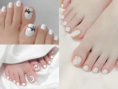 Mẫu nail chân trắng nhẹ nhàng tinh tế cho nàng nữ tính