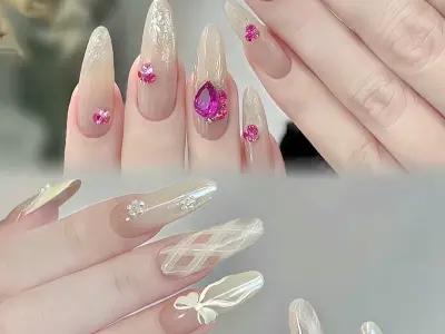 Mẫu nail đính đá đơn giản cho cô nàng thích nhẹ nhàng