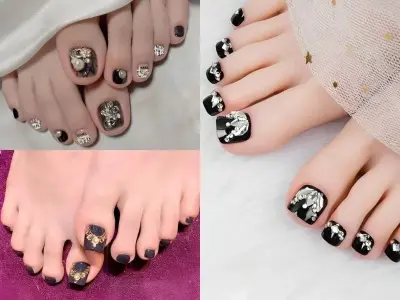 Top 50+ mẫu nail chân đen cho những bạn yêu thích sự nổi bật