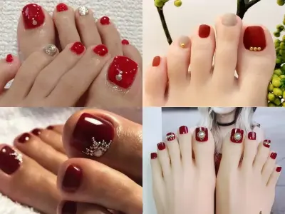 Gợi ý mẫu nail chân đỏ đẹp, dễ thương cho nàng sành điệu